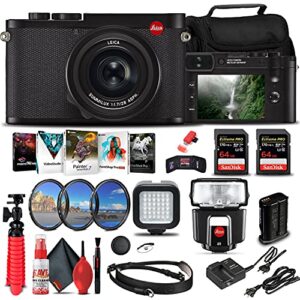 leica q2 digital camera + sf40 flash + 2 x 64gb memory card + corel photo software + card reader + filter kit + led light + case + deluxe cleaning set + flex tripod + memory wallet + more