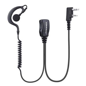 commixc 2-pack walkie talkie earpiece, 3.5mm/2.5mm 2-pin g shape walkie talkie headset with ptt mic, compatible with kenwood bao feng two-way radios