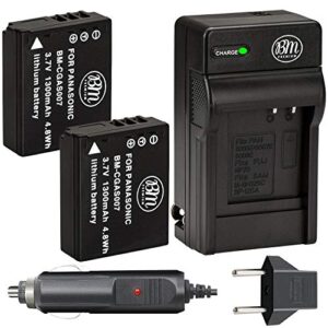 bm premium 2-pack of cga-s007 batteries and battery charger for panasonic dmc-tz1, dmc-tz2, dmc-tz3, dmc-tz4, dmc-tz5, dmc-tz11, dmc-tz15, dmc-tz50 digital camera