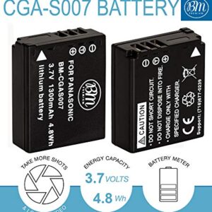 BM Premium 2-Pack of CGA-S007 Batteries and Battery Charger for Panasonic DMC-TZ1, DMC-TZ2, DMC-TZ3, DMC-TZ4, DMC-TZ5, DMC-TZ11, DMC-TZ15, DMC-TZ50 Digital Camera