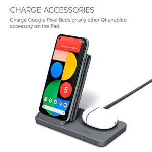 iOttie iON Wireless Duo CERTIFIED BY GOOGLE 10W Stand + 5W Pad Qi-Certified Charger | MADE FOR GOOGLE | Compatible with Google, Google Pixel, Pixel Buds | Includes Power Cable & Adapter | Dark Grey