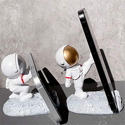 YAKVOOK Unique Cute Cell Phone Stand Car Holder Cool Fun 3D Cartoon Astronaut Design Mobile Phone Tablet Bracket for Desk Compatible with All Smartphones for Children Gift Decor Home (Kick Silver)