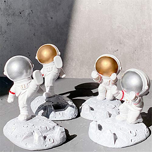 YAKVOOK Unique Cute Cell Phone Stand Car Holder Cool Fun 3D Cartoon Astronaut Design Mobile Phone Tablet Bracket for Desk Compatible with All Smartphones for Children Gift Decor Home (Kick Silver)