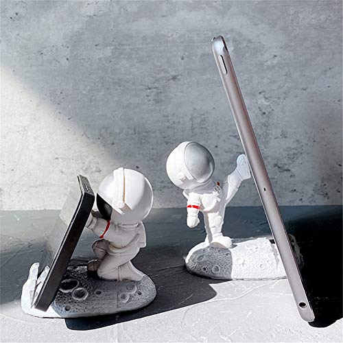 YAKVOOK Unique Cute Cell Phone Stand Car Holder Cool Fun 3D Cartoon Astronaut Design Mobile Phone Tablet Bracket for Desk Compatible with All Smartphones for Children Gift Decor Home (Kick Silver)