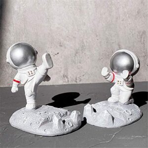 YAKVOOK Unique Cute Cell Phone Stand Car Holder Cool Fun 3D Cartoon Astronaut Design Mobile Phone Tablet Bracket for Desk Compatible with All Smartphones for Children Gift Decor Home (Kick Silver)