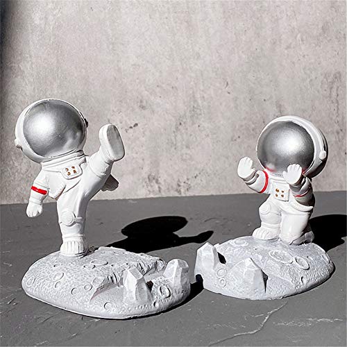 YAKVOOK Unique Cute Cell Phone Stand Car Holder Cool Fun 3D Cartoon Astronaut Design Mobile Phone Tablet Bracket for Desk Compatible with All Smartphones for Children Gift Decor Home (Kick Silver)