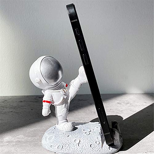 YAKVOOK Unique Cute Cell Phone Stand Car Holder Cool Fun 3D Cartoon Astronaut Design Mobile Phone Tablet Bracket for Desk Compatible with All Smartphones for Children Gift Decor Home (Kick Silver)