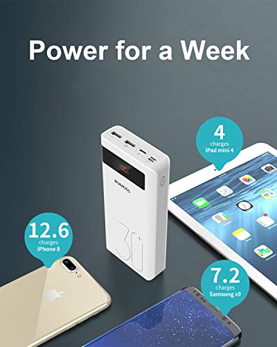 ROMOSS Sense8P+ 30000mAh Power Bank, 18W Type C PD Fast Charge Portable Charger with 3 Outputs and 3 Inputs, Huge Capacity External Battery Pack Compatible with iPhone, iPad Pro, Samsung and More