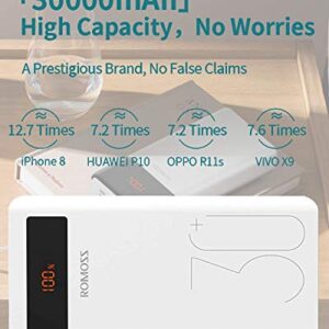 ROMOSS Sense8P+ 30000mAh Power Bank, 18W Type C PD Fast Charge Portable Charger with 3 Outputs and 3 Inputs, Huge Capacity External Battery Pack Compatible with iPhone, iPad Pro, Samsung and More