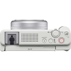 Sony ZV-1F Vlog Camera with 4K Video & 20.1MP for Content Creators and Vloggers White ZV-1F/W Bundle with Deco Gear Case + Extra Battery + Filter Kit + Photo Video Software & Photography Accessories