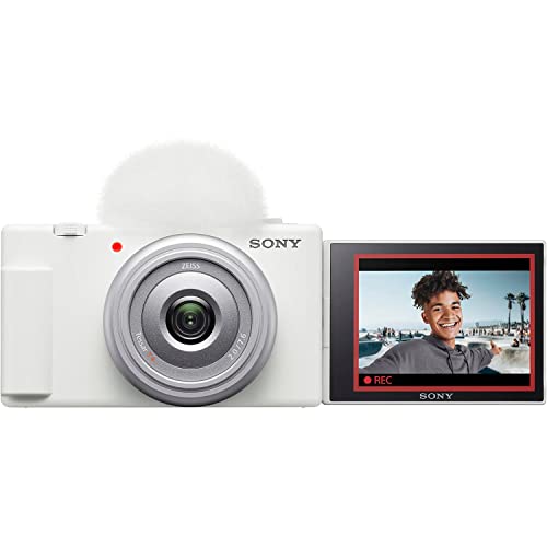 Sony ZV-1F Vlog Camera with 4K Video & 20.1MP for Content Creators and Vloggers White ZV-1F/W Bundle with Deco Gear Case + Extra Battery + Filter Kit + Photo Video Software & Photography Accessories