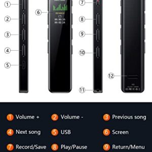 64GB Digital Voice Recorder,Fillman Voice Activated Recorder,Small Tape Recorder with Speaker, Voice Recorder for Lecture,Meetings,Class,HD Audio Dictaphone,Intelligent Noise Reduction,MP3 Player