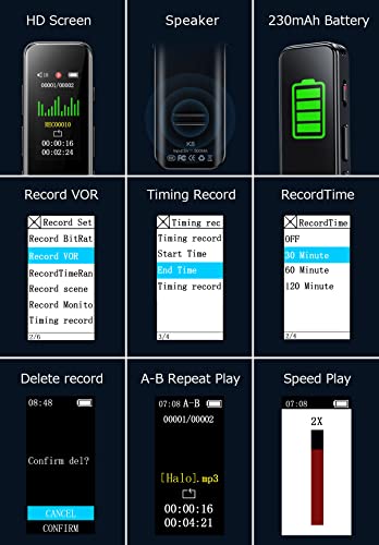 64GB Digital Voice Recorder,Fillman Voice Activated Recorder,Small Tape Recorder with Speaker, Voice Recorder for Lecture,Meetings,Class,HD Audio Dictaphone,Intelligent Noise Reduction,MP3 Player