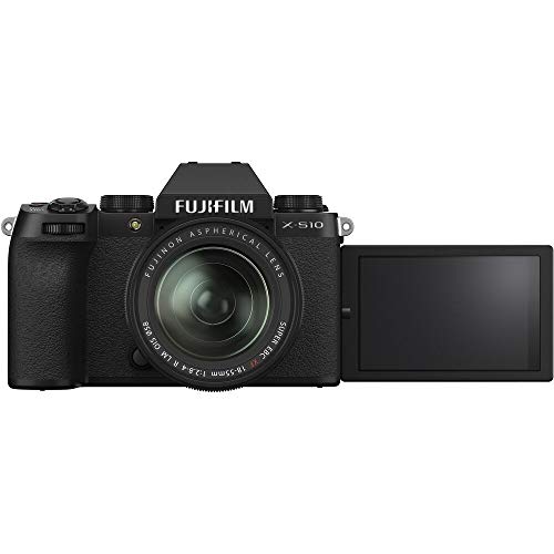 FUJIFILM X-S10 Mirrorless Digital Camera with 18-55mm Lens Bundle, Includes: SanDisk 64GB Extreme PRO SDXC Memory Card, Card Reader, Memory Card Wallet and Lens Cleaning Kit (5 Items)