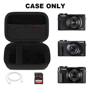 Canboc Hard Travel Case for Canon PowerShot G7X Mark II/III / G5 X Mark II Digital Camera, Mesh Bag fit Battery, Charger, USB Cable, Wrist Strap or Other Camera Accessories, Black