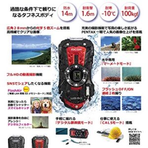 RICOH Waterproof Digital Camera WG-60 Red 14m Withstand Shock 1.6m Cold -10 ? RD 03831