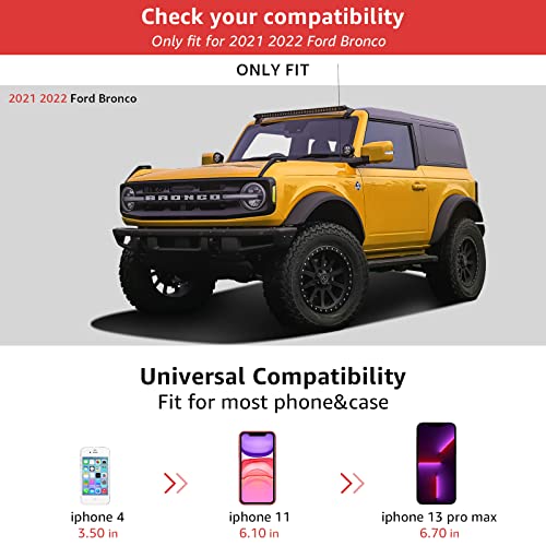 Ecarzo Phone Holder Mount for 2021 2022 2023 Ford Bronco Center Console Dash Storage Tray Cell Phone Stand Sunglass Holder Accessories