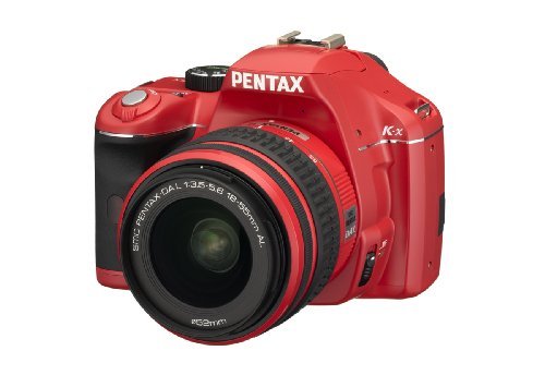 Pentax K-x 16203 Digital SLR Camera with DA L 18-55 and 50-200mm Lenses (Red)