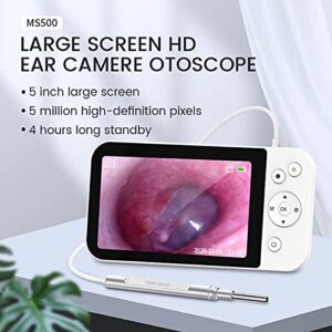 LIUJIAN Otoscope with 5 Inches Screen, 3.9mm Ear Camera with 6 LED Lights, 32GB Card, Ear Wax Removal Tool, Specula and 2500 mAh Rechargeable Battery, Supports Photo Snap and Video Recording