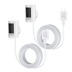 ayotu 2pack 16ft camera charge cable for stick up cam battery/plug-in 3rd gen/2nd gen, power adapter continuous charging with weatherproof cord, not for spotlight cam plus(no camera), white