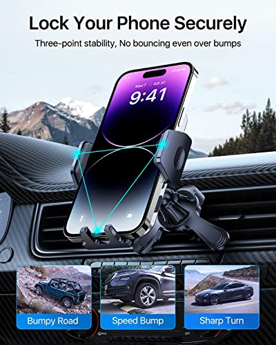 andobil Car Vent Phone Holder Mount [Upgraded Steel Hook, 3-Point Stable] Universal Vent Clip Cell Phone Holder Compatible with iPhone 14 Pro Max, Plus, 13, 12, S22, S23 etc, 360 Adjustable Holder