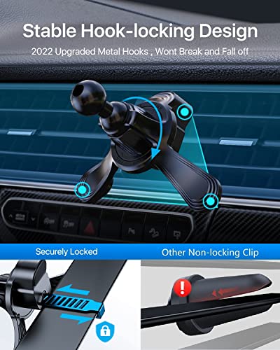 andobil Car Vent Phone Holder Mount [Upgraded Steel Hook, 3-Point Stable] Universal Vent Clip Cell Phone Holder Compatible with iPhone 14 Pro Max, Plus, 13, 12, S22, S23 etc, 360 Adjustable Holder