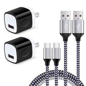 usb type c wall charger plug 5v 1a power adapter for samsung galaxy s22 s21s ultra 5g s20 s10 s9 plus note 20 note10 9 8, lg v70 v60 thinq g8 g6 with 2 pack 6ft type-c fast charging cable cords