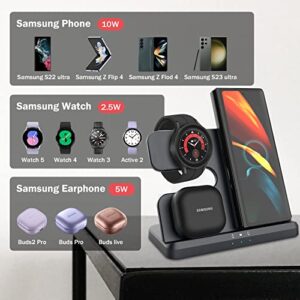 3 in 1 Wireless Charger for Samsung, Samsung S23 Ultra Charger for S22 Ultra/S23 /S23+/Z Fold 4/Flip 4/S22, Galaxy Watch 5/5 Pro/4 Charger，Wireless Charging Station for Galaxy Buds Black