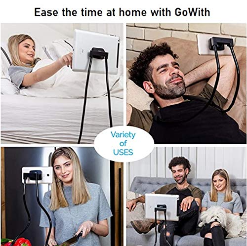 GOWITH Magnetic Tablet & Cell Phone Holder, Mobile Phone Stand, Lazy Bracket for Table, Bed, Car & Bike, Adjustable Rotating Gooseneck Mount with Flexible, Collapsible and Portable Design