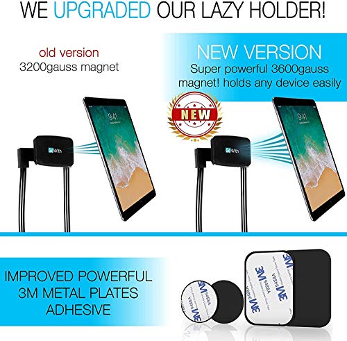 GOWITH Magnetic Tablet & Cell Phone Holder, Mobile Phone Stand, Lazy Bracket for Table, Bed, Car & Bike, Adjustable Rotating Gooseneck Mount with Flexible, Collapsible and Portable Design