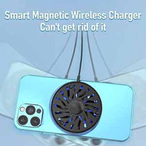 DTZY Magnetic Wireless Charger Phone Cooler, 15W Fast Charging Compatible with Radiator Wireless Charging for iPhone 14/13/12 Series,Magsafe Wireless Charging for Gaming Video Live Streaming Black