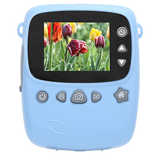 Kids Camera, Digital Camera Print Instant Camera 1080P 2.4 Inch Screen Video Camera, 2 Rolls of Printing Paper, 6 Colors Brush Pen Gift for 3-10 Years Age Girls Birthday Kids Toys(Blue)