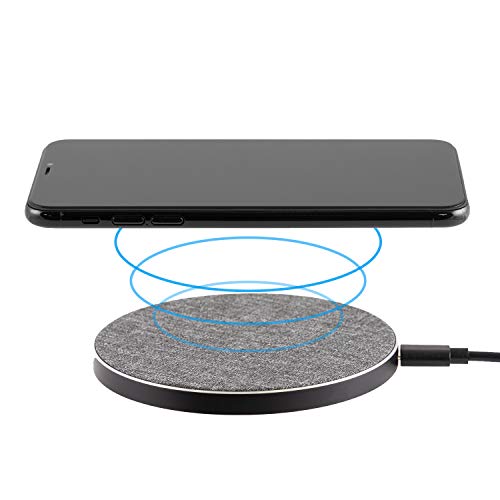 Philips Accessories Fabric Wireless Charger, 10W Fast Charging, Qi-Certified for iPhone 13/12/11/Pro/Pro Max/Mini, Samsung Galaxy S21, Google Pixel 6, Gray, DLP9035BC/27