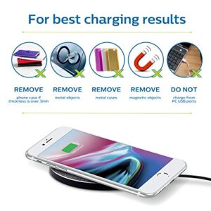 Philips Accessories Fabric Wireless Charger, 10W Fast Charging, Qi-Certified for iPhone 13/12/11/Pro/Pro Max/Mini, Samsung Galaxy S21, Google Pixel 6, Gray, DLP9035BC/27