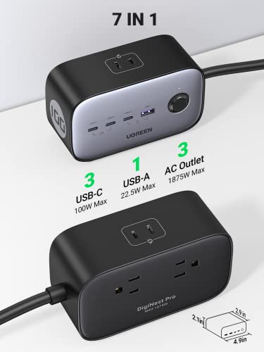 UGREEN 100W USB C Charging Station, DigiNest Pro GaN Power Strip with USB C, Desktop Charging Station with 3 AC, 3 USB C and 1 USB A, 6ft Extension Cord, for iPhone 14 Galaxy S23 iPad Air MacBook Pro