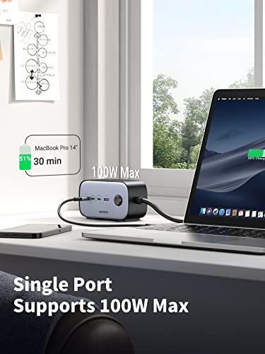 UGREEN 100W USB C Charging Station, DigiNest Pro GaN Power Strip with USB C, Desktop Charging Station with 3 AC, 3 USB C and 1 USB A, 6ft Extension Cord, for iPhone 14 Galaxy S23 iPad Air MacBook Pro