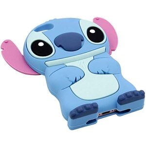 iPod Touch 7 Case, iPod Touch 6 Case, iPod Touch 5 Case, 3D Cute Cartoon Blue Alien Animal Teen Girls Women Kids Soft Rubber Silicone Shockproof Case Cover for iPod Touch 7th 6th 5th Generation (Blue)