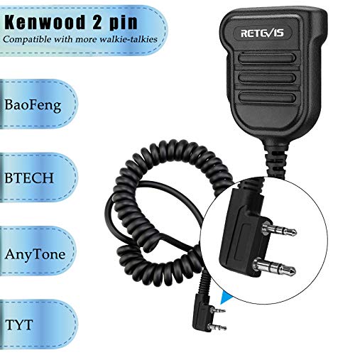 Retevis RT86 RT85 Walkie Talkie Speaker Microphone,IP54 Waterproof Radio Mic with 3.5mm Audio Jack Compatible with Baofeng UV-5R BF-F8HP Retevis RT22 RT21 RT68 RT81 RT3S RT5R RB75 2 Way Radio(1 Pack)