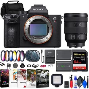sony a7r iiia mirrorless camera (ilce7rm3a/b) fe 24-105mm lens + 64gb memory card + filter kit + color filter kit + lens hood + bag + np-fz100 compatible battery + card reader + more