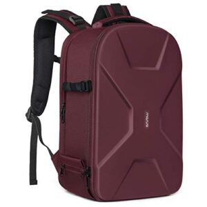mosiso camera backpack, dslr/slr/mirrorless photography camera bag 15-16 inch waterproof hardshell case with tripod holder&laptop compartment compatible with canon/nikon/sony, wine red