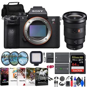 sony a7r iiia mirrorless camera (ilce7rm3a/b) fe 16-35mm lens (sel1635gm) + 64gb memory card + filter kit + bag + np-fz100 compatible battery + card reader + led light + more