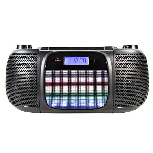 Magnavox MD6972 Portable Top Loading CD Boombox with Digital AM/FM Stereo Radio, Color Changing Lights, and Bluetooth Wireless Technology | CD-R/CD-RW Compatible | LCD Display |