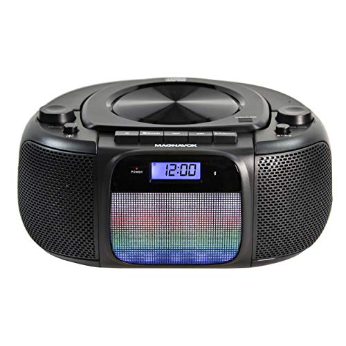 Magnavox MD6972 Portable Top Loading CD Boombox with Digital AM/FM Stereo Radio, Color Changing Lights, and Bluetooth Wireless Technology | CD-R/CD-RW Compatible | LCD Display |