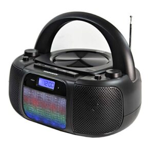 Magnavox MD6972 Portable Top Loading CD Boombox with Digital AM/FM Stereo Radio, Color Changing Lights, and Bluetooth Wireless Technology | CD-R/CD-RW Compatible | LCD Display |