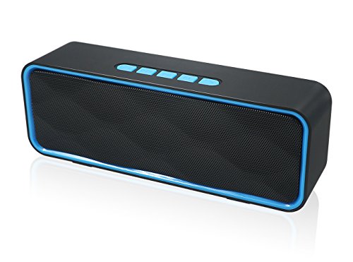 Totola Wireless Bluetooth Speaker with AUX/USB/TF Card Slot,Outdoor Portable Stereo Speaker with HD Audio,Enhanced Bass, Dual-Driver,Handsfree Calling, FM Radio Speaker for Travel,Party (Blue)