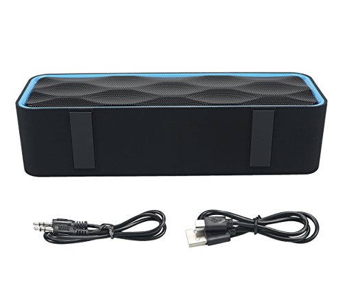 Totola Wireless Bluetooth Speaker with AUX/USB/TF Card Slot,Outdoor Portable Stereo Speaker with HD Audio,Enhanced Bass, Dual-Driver,Handsfree Calling, FM Radio Speaker for Travel,Party (Blue)