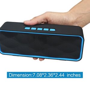 Totola Wireless Bluetooth Speaker with AUX/USB/TF Card Slot,Outdoor Portable Stereo Speaker with HD Audio,Enhanced Bass, Dual-Driver,Handsfree Calling, FM Radio Speaker for Travel,Party (Blue)