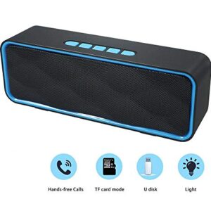 Totola Wireless Bluetooth Speaker with AUX/USB/TF Card Slot,Outdoor Portable Stereo Speaker with HD Audio,Enhanced Bass, Dual-Driver,Handsfree Calling, FM Radio Speaker for Travel,Party (Blue)