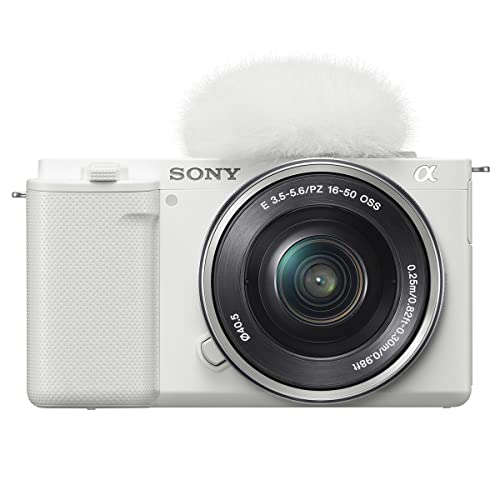 Sony ZV-E10 Mirrorless Camera with 16-50mm Lens, White Bundle with PC Photo & Video Editing Software Suite, 32GB SD Memory Card, Shoulder Bag, 40.5mm Filter Kit