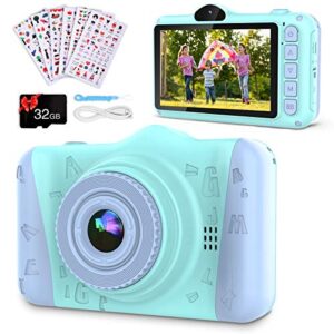 coolwill kids camera for girls & boys, 12mp 1080p fhd digital camera with 3.5 inch large screen & 8x digital zoom, children’s birthday gifts, kids selfie camera come with 32g tf card